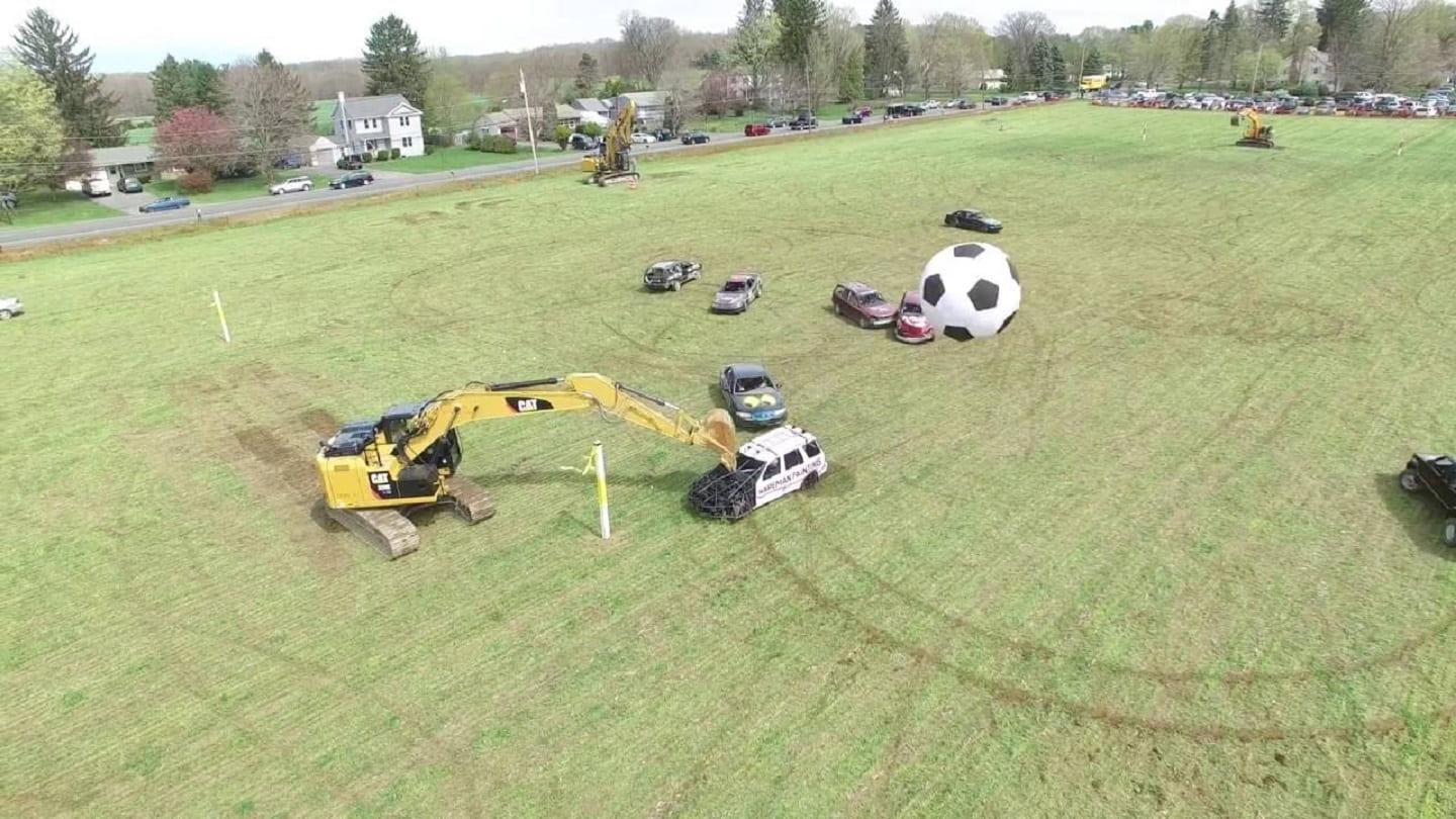 Trackhoe has a long reach but slow reaction