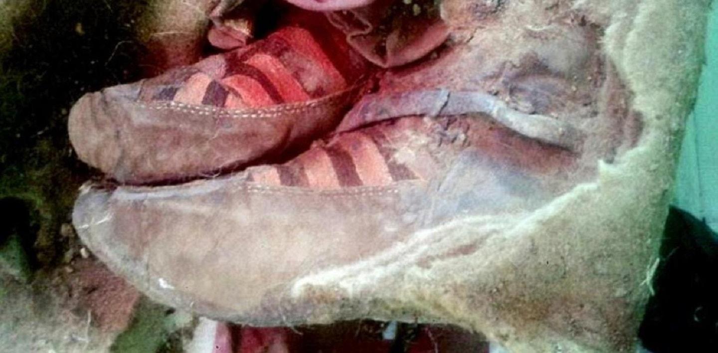Sneakers worn by a Mongolian mummy