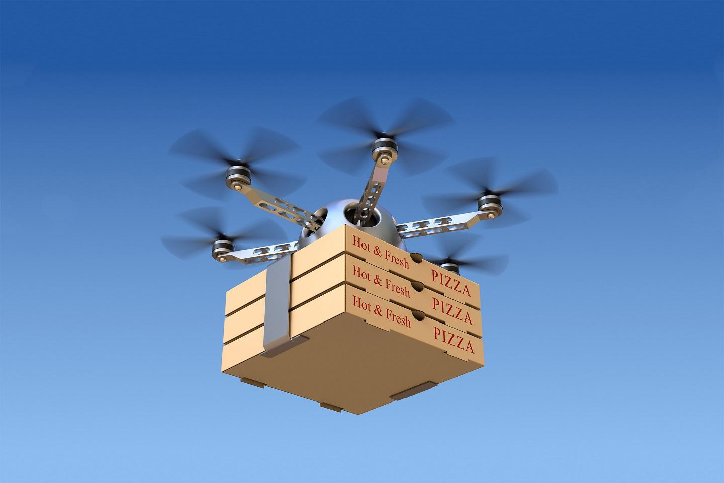 Entrega aérea de pizzas